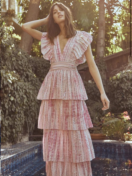 Saylor Stefania Pink Tiered Maxi Dress REVOLVE - Picture 5 of 9